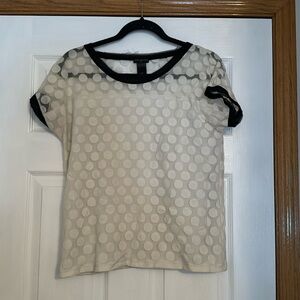 Ann Taylor White Polkadot Blouse Size Medium